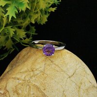 Amethyst Engagement Silver Ring