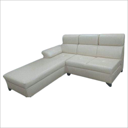 White Leather L Shape Sofa