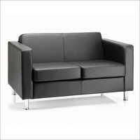 Black Two Seater Office Sofa - Leatherette, Modern Black Design | Durable, Easy To Clean, No Assembly Required