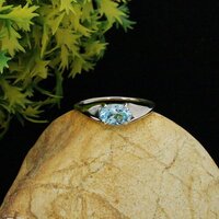 Blue Topaz Oval Dainty Silver Ring