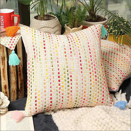 16x16 Inch Multi Texture Woven Bohemian Stripe Cushion Cover