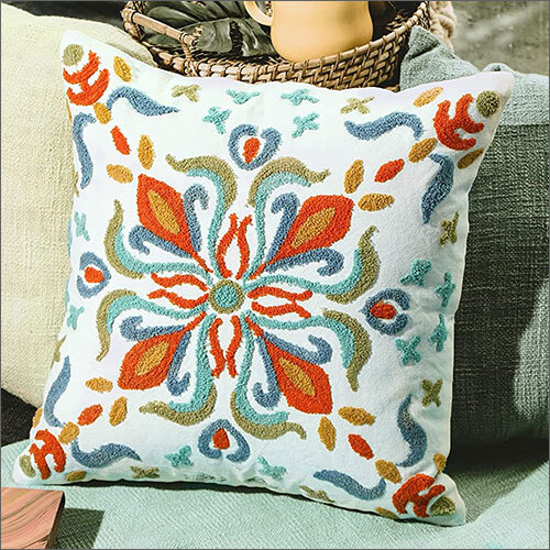 18x18 Inch Cotton Aari Emboridery Square Cushion Cover