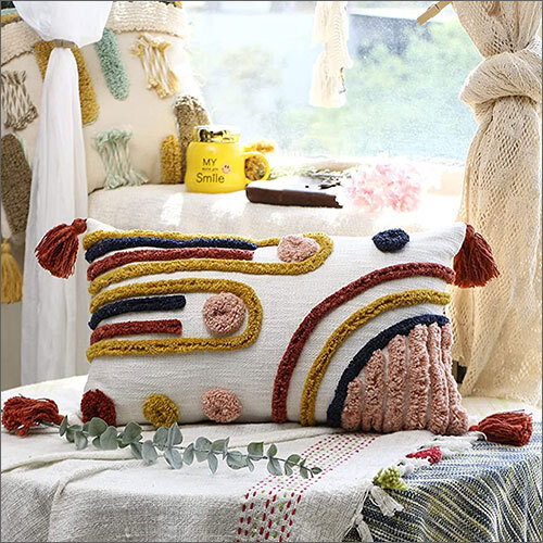 12x20 Inch Boho White Lumbar Throw Pillow Cover