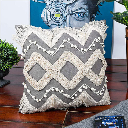 20x20 Inches Cotton Boho Shaggy Square Super Soft Geometrical Cushion Cover