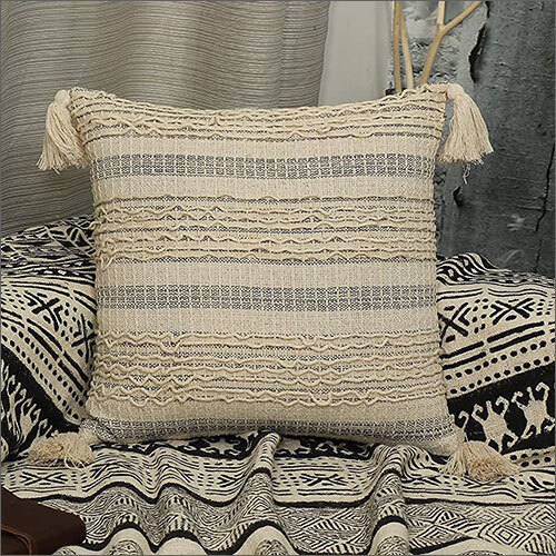18x18 Inch Black Strip Square Handmade Cushion Cover