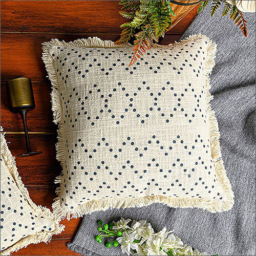 18x18 Inches Cotton Black And White Block Print Geometrical Square Cushion Cover