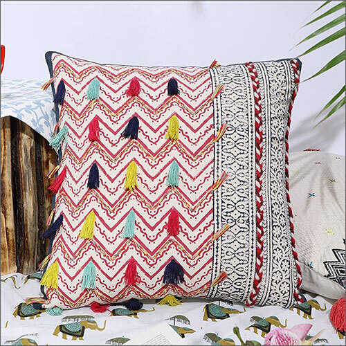 18x18 Inch Cotton Handblock Print Square Cushion Cover