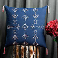 16x16 Inches Cotton Blue Super Soft Geometric Embroidery Cushion Cover