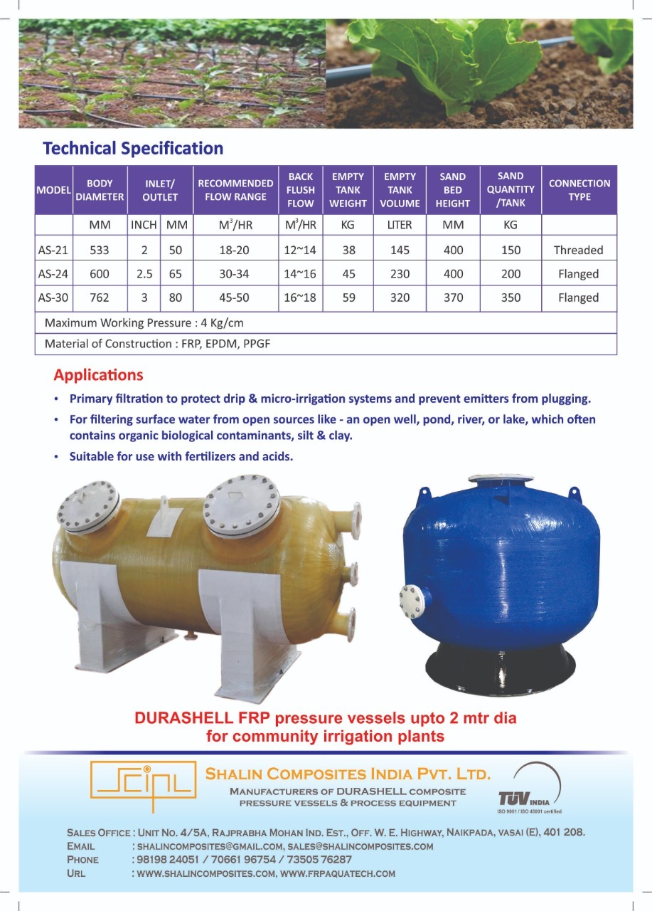 Sand Media Filter for Drip Irrigation