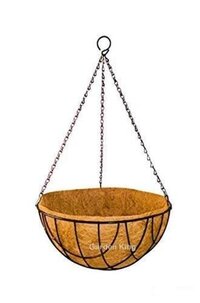 Metal Hanging Basket With Chain And Coco Liner 12 Inch