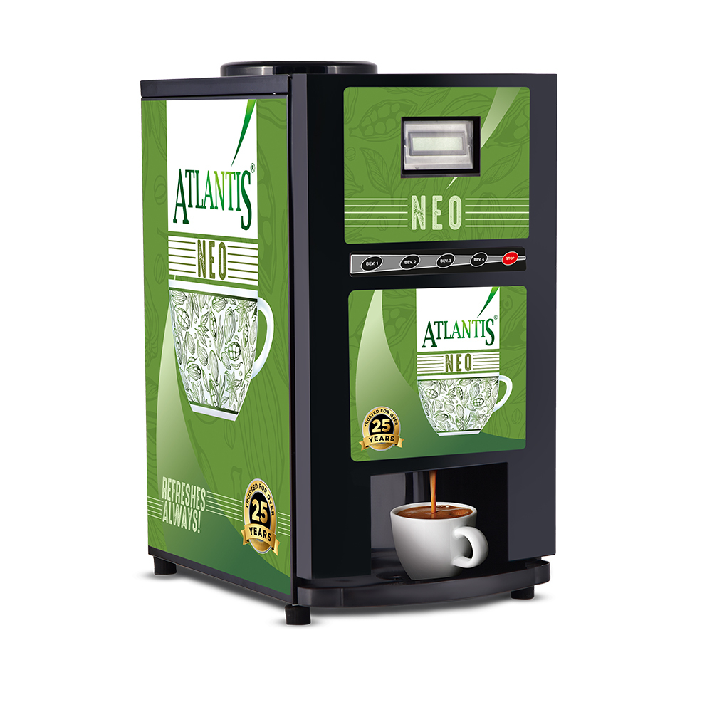 Atlantis Neo 4 Lane Tea and Coffee Vending Machine Coin Operated - Dedicated Hot Water