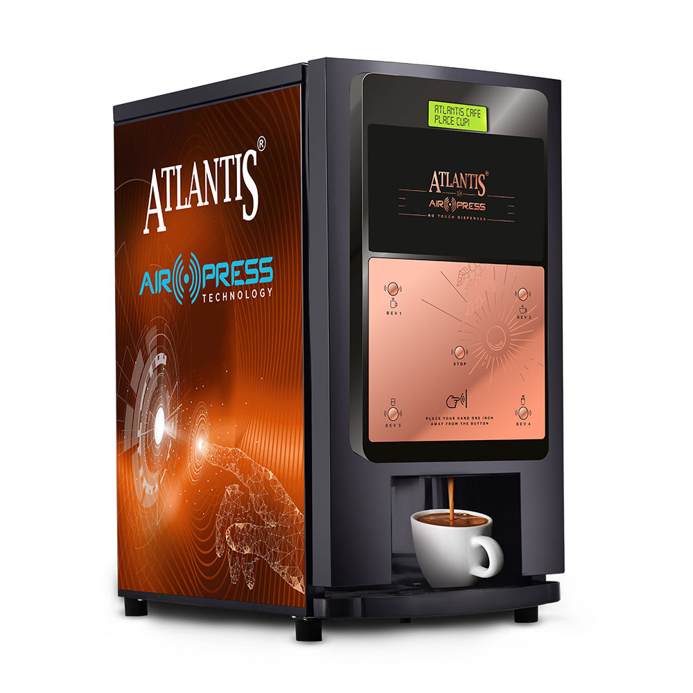 Atlantis Air Press Touchless Tea and Coffee Vending Machine 4 Beverage Options Coin Operated