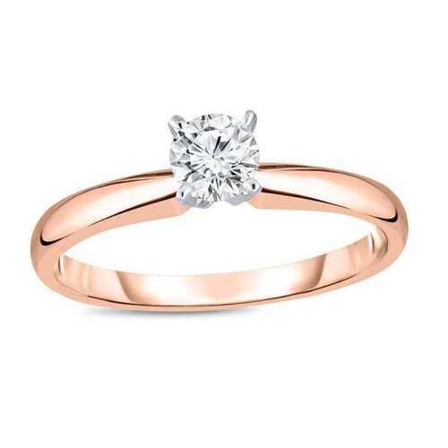 Real Diamond Solitaire Rose Gold Ring