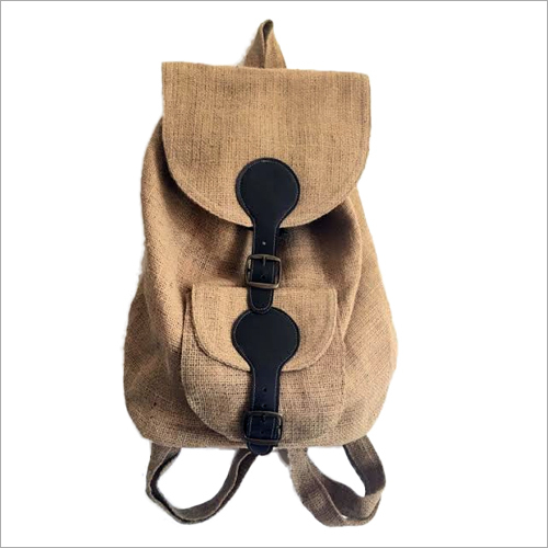 Brown Jute Trendy Backpack Bag