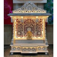 White Indoor Handcarved Indian Marble Temple