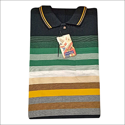 Multicolor Mens Printed Polo T Shirt