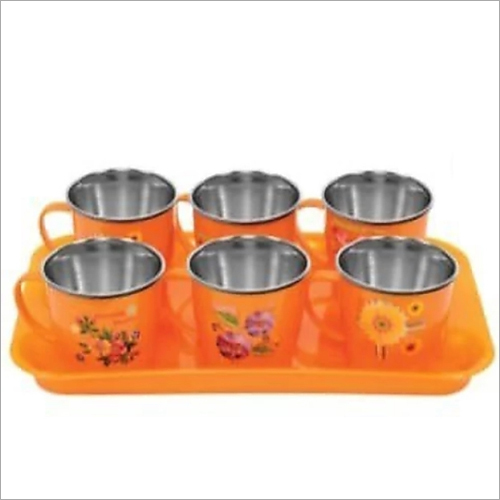 Polished Stainless Steel Insulated Cup With Tray