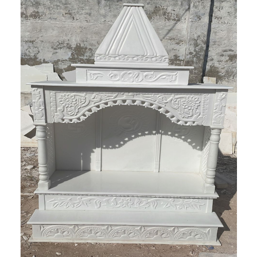Sculpture White Indian Marble Pooja Mandir Stone Crafts White Marble Mandir For Home Decor
