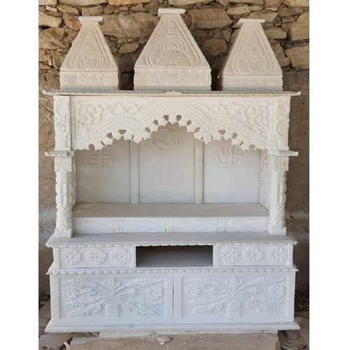 Sculpture White Indian Marble Stone Pooja Temple