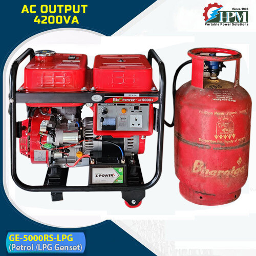 5 KVA LPG Generator Petrol and LPG RUN Model GE-5000RS-LPG  Recoil and Self Start