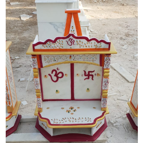 Hindu Handicraft White Marble Temple for Home Decor