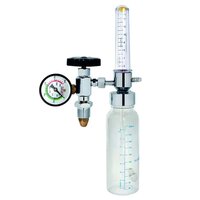 F A Valve With Humidifier Bottle - Impact Resistant Polycarbonate, 8 Inch Height, Flow Range 0-25 Lpm, Analog Display | Durable, Hospital Use, New