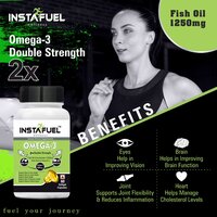 Omega 3 Fish Oil 2X Double Strength 1250mg Contains 450mg EPA 310mg DHA with Other Omega 3 Fatty Acid 65mg 60 Softgel Capsules