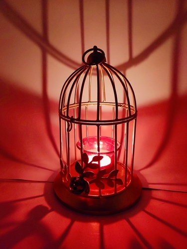 TABLE TOP CAGE TEA LIGHT HOLDER - Metal , Elegant Dangling Design with 1 Stand and 1 Attachable Tealight Holder for Indoor and Outdoor Use