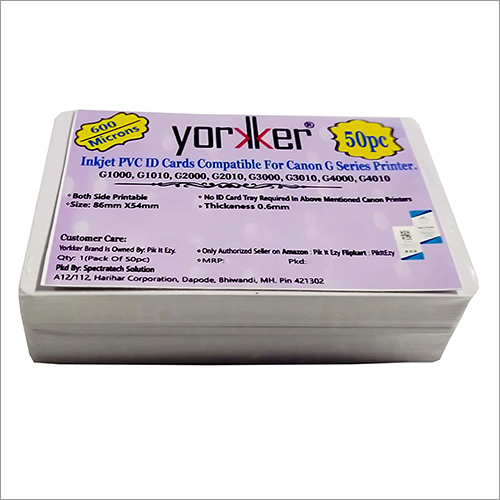 Yorkker Can Inkjet ID Cards 600 Micron PVC Cards Pack Of 50 Pcs