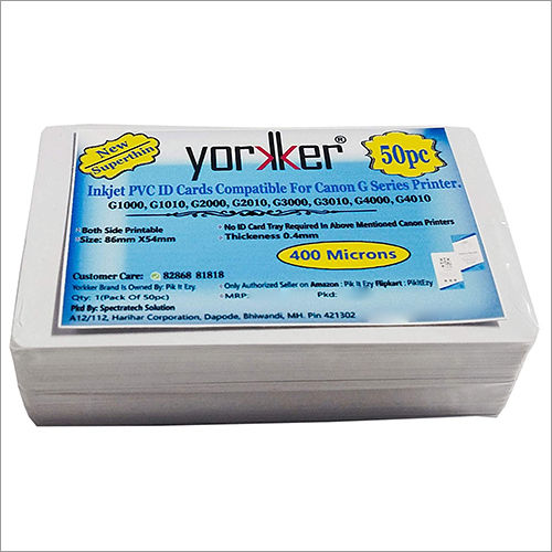 Yorkker Can Inkjet ID Cards SUPERTHIN 400 Micron PVC Cards Pack Of 50 Pcs