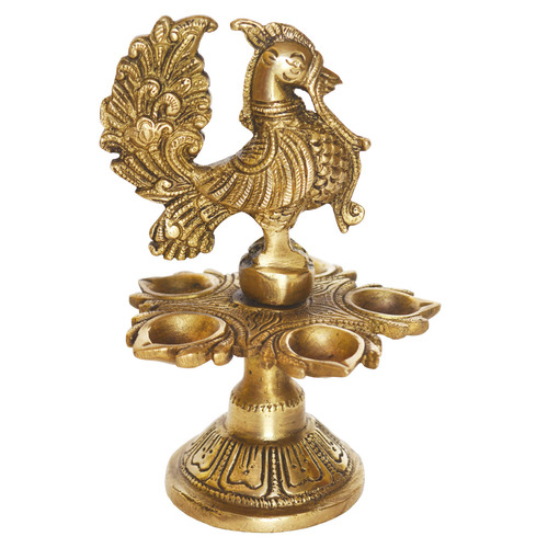 Peacock Shape Diya Made of Brass Metal Decorative Lamp by Aakrati