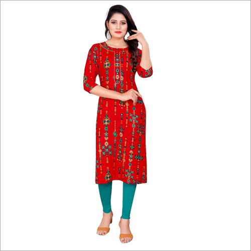 Red Rayon Kurti