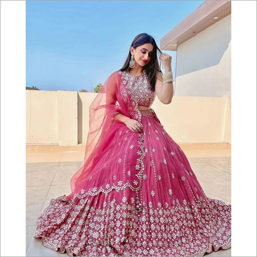 Pink Color  Embroidered  Party Wear Lehenga Choli