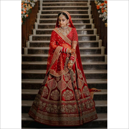 Red Color Bridal Lehenga Choli With Hand And  Embroidery