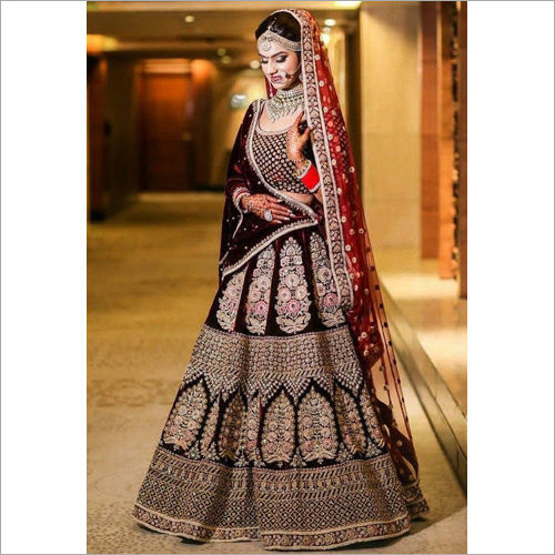 Ladies Bridal Malay Satin Lehenga Choli With Hand And Embroidery