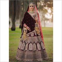 Ladies Bridal Malay Satin Lehenga Choli With Hand And Embroidery