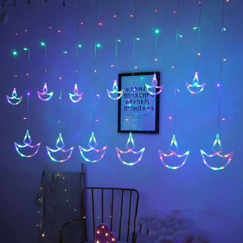 Diwali Curtain String Led Lights With 8 Flashing Modes Decoration Multi Color Light Length: 3  Meter (M)