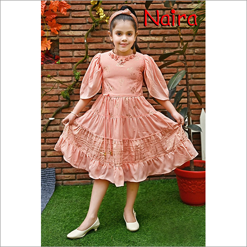 Different Colors Available Girls Orange Western Frock