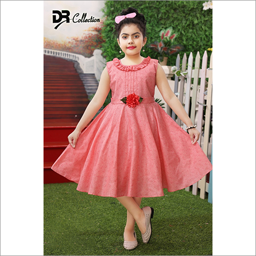 Different Colors Available Girls Sleeveless Cotton Frock