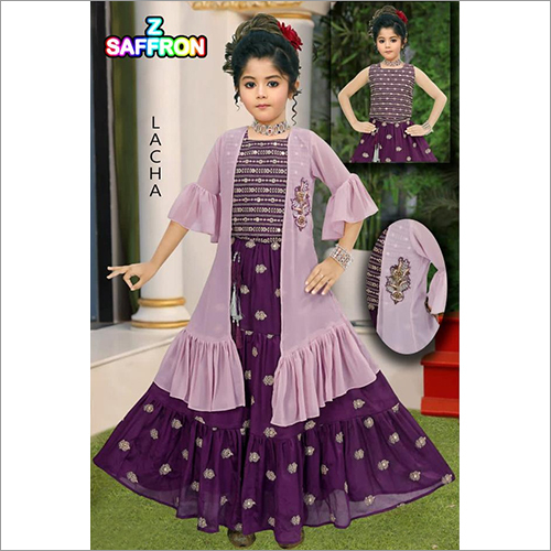 Different Colors Available Girls Purple Ethnic Suit