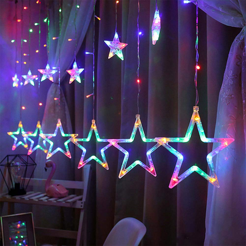 12 Stars Window Curtain with 8 Flashing Modes Decoration LED Lights
