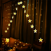 16 Stars String Fairy Curtain Lights with 8 Flashing Modes V-Shape Decoration Light