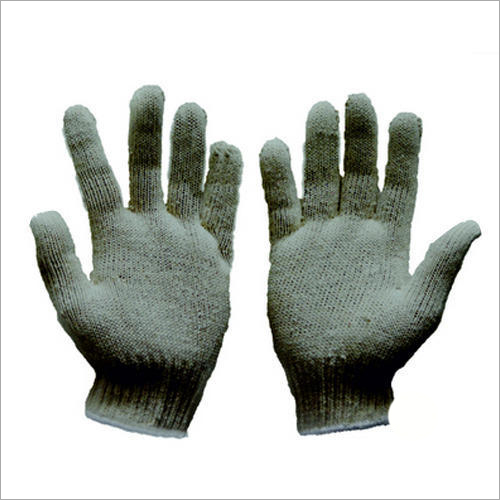 Grey Cotton Knitted Gloves