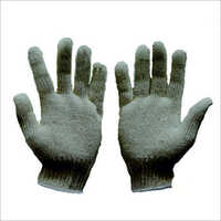 Grey Cotton Knitted Gloves