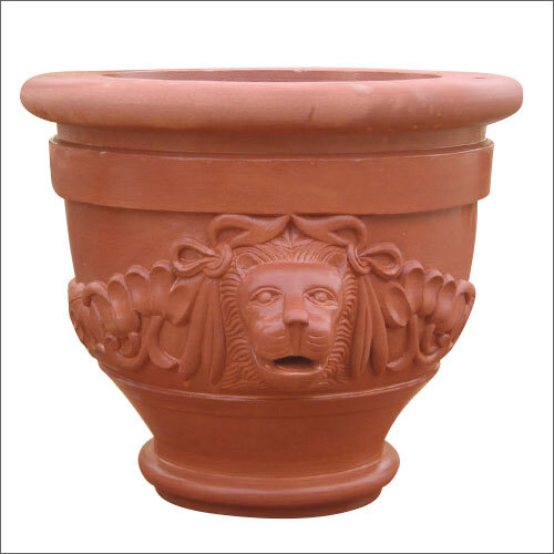 22X22X20 Red Sand Stone Lion Face Planter