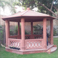 Red Sand Stone Octagonal Pavilion Gazebo - Cut-to-size, Pink Red Sandstone | Water Resistant, Heat Resistant, Perfect For Gardens And Parks