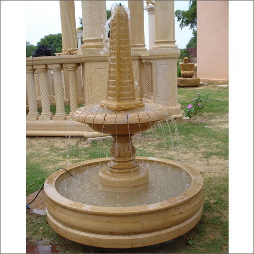 Decorative 39X39X56 Teak Sand Stone Oblik Fountain