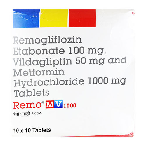 Remo Mv 1000 (Remogliflozin Etabonate-Vildagliptin-Metformin) 100Mg/50Mg/1000Mg Tablets General Medicines