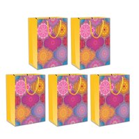 Large Luxury Madhubani Yellow Carry Bags