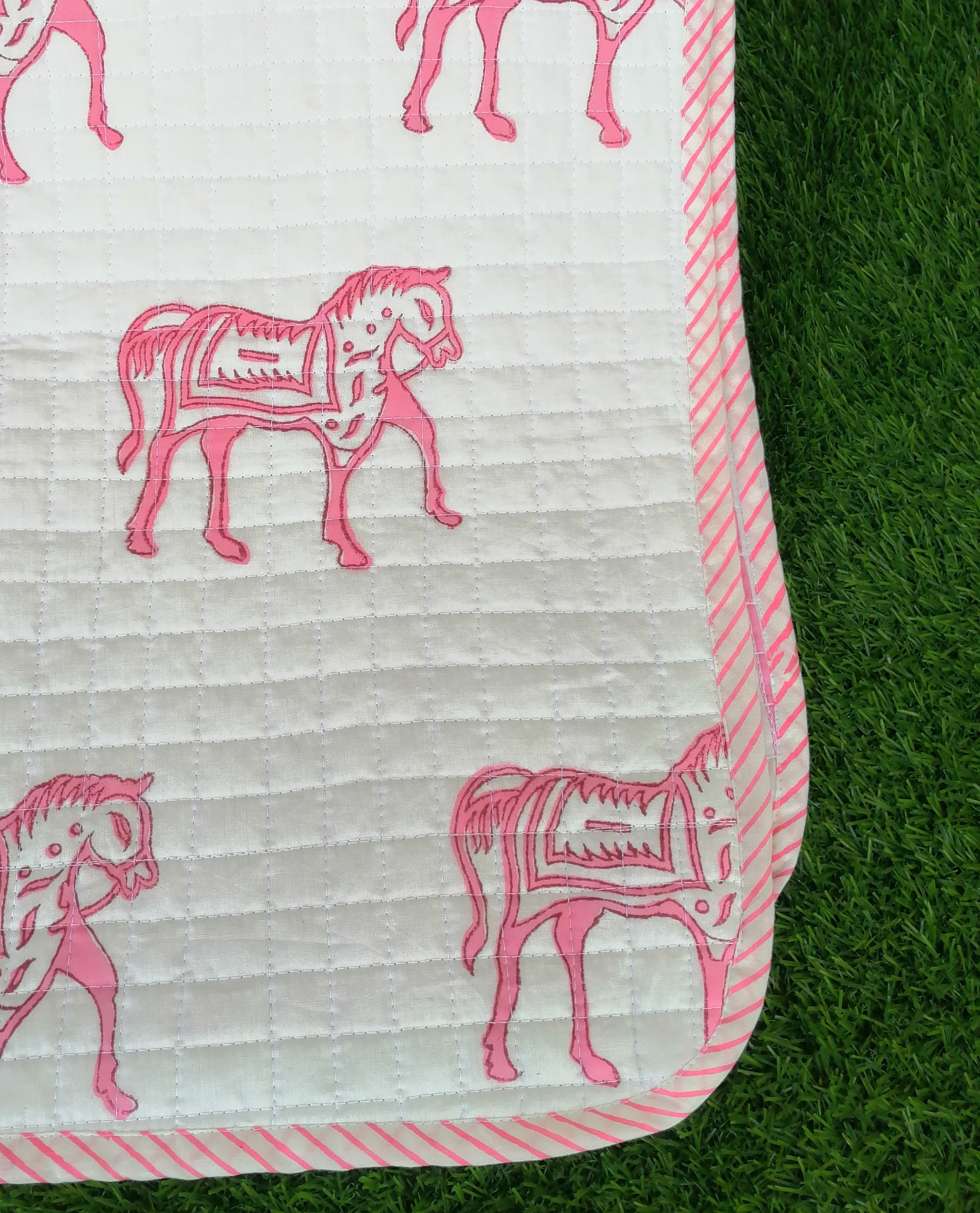 Animal Block Printed Baby Quilt
